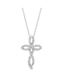 Diamond Cross 18" Pendant Necklace (1/4 ct. t.w.) in Sterling Silver