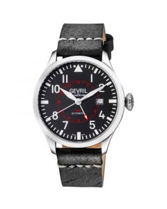 Men's Vaughn Swiss Automatic Black Leather Watch 44mm