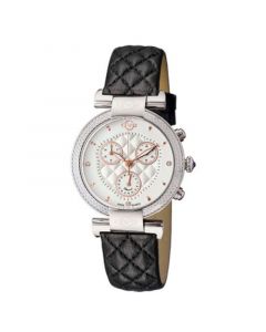 Women's Berletta Chronograph Swiss Quartz Black Leather Watch 37mm