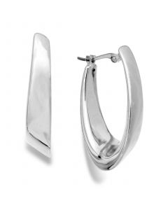 Visor Hoop Earrings in 14k White Gold