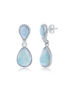 Sterling Silver Double Pearshaped Larimar Earrings