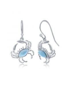 Sterling Silver Larimar Crab Earrings