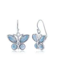 Sterling Silver Larimar Butterfly Earrings