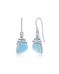 Sterling Silver Irregular Shaped Larimar Twist Design Earrings