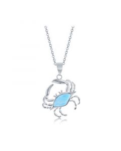 Sterling Silver Larimar Crab Necklace