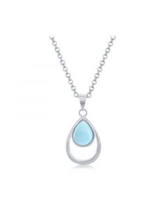 Sterling Silver Larimar Double Pearshaped Necklace