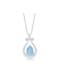 Sterling Silver Open Pearshaped with Larimar Necklace