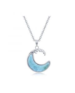 Sterling Silver Larimar Wave Necklace