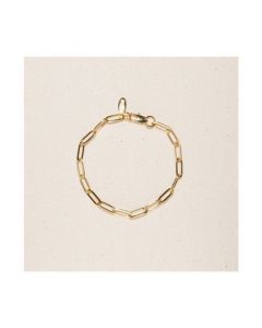 18K Gold Plated Paper Clip Anne Bracelet 8" For Women and Girls