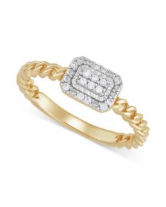 Diamond Cluster Rope Style Ring (1/10 ct. t.w.) in 14k Gold-Plated Sterling Silver