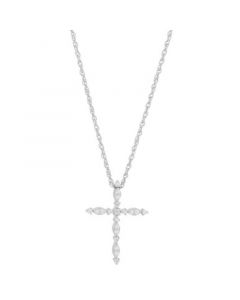 Diamond Cross Pendant Necklace (1/10 ct. t.w.) in Sterling Silver, 16" + 2" extender