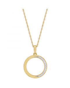 Diamond Circle Pendant Necklace (1/10 ct. t.w.) in 14k Gold-Plated Sterling Silver, 16" + 2" extender