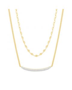 Diamond Curved Bar 18" Layered Necklace (1/4 ct. t.w.) in 14k Gold-Plated Sterling Silver