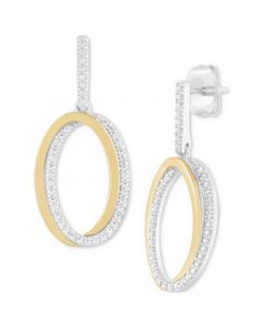 Diamond Intertwined Oval Drop Earrings (1/4 ct. t.w.) in Sterling Silver & 14k Gold-Plate