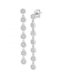 Diamond Cluster Linear Drop Earrings (1/4 ct. t.w.) in Sterling Silver