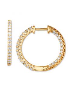 Diamond In & Out Small Hoop Earrings (1 ct. t.w.) in 14k Gold