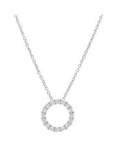 Diamond Circle 17" Pendant Necklace (1/6 ct. t.w.) in 14k White Gold