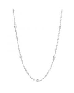 Diamond Station Collar Necklace (1/5 ct. t.w.) in 10k White Gold, 14" + 4" extender