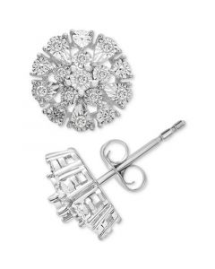 Diamond Flower Burst Stud Earrings (1/10 ct. t.w.)  in Sterling Silver, Created for Macys