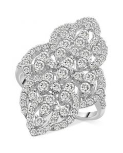 Diamond Filigree Cluster Ring (1-1/2 ct. t.w.) in 14k White Gold, Created for Macy's