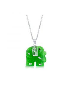 Sterling Silver Elephant-Shaped Jade Necklace