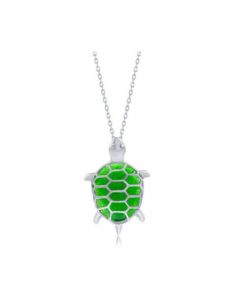 Sterling Silver Jade Turtle Necklace