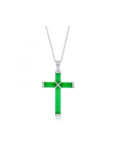 Sterling Silver Jade Cross Necklace