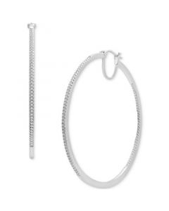 Diamond In & Out Medium Hoop Earrings (1/2 ct. t.w.) in Sterling Silver or 14k Gold-Plated Sterling Silver, Created for Macy's