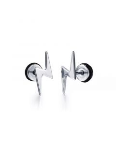 Stainless Steel Lightning Bolt Stud Earrings