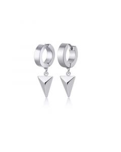 Stainless Steel Triangle Charm Huggie Hoop Earrings