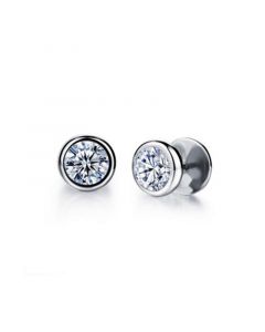 Stainless Steel Bezel-Set CZ Stud Earrings