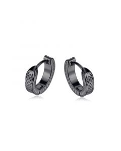 Stainless Steel Textured Huggie Hoop Earrings