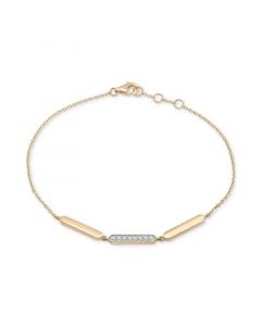 Diamond & Polished Bar Bracelet (1/10 ct. t.w.) in 14k Gold, Created for Macy's