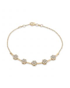 Diamond Flower Cluster Link Bracelet (1/2 ct. t.w.) in 10k Gold, Created for Macy's