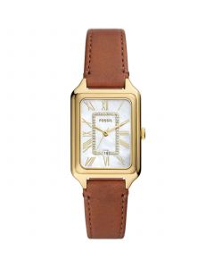 Women's Raquel Three-Hand Date Medium Brown Genuine Leather Watch, 26mm