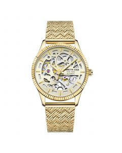 Women's Automatic Gold-Tone Stainless Steel Mesh Watch, 34.5mm