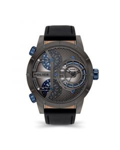 Men's Vibe Charcoal Leather Strap Watch, 50mm