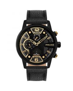 Men's Lanshu Black Leather Strap Watch, 48mm