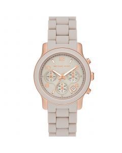 Women's Runway Quartz Chronograph Rose Gold-Tone Stainless Steel and Wheat Silicone Watch 38mm