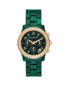 Women's Runway Quartz Chronograph Malachite Green Acetate Watch 38mm