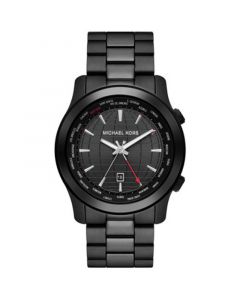 Men's Runway Quartz Dual Time Black Stainless Steel Watch 45mm