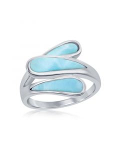 Sterling Silver Triple Bypass Larimar Ring