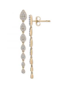 Diamond Cluster Linear Drop Earrings (1 ct. t.w.) in 14k Gold, Created for Macy's