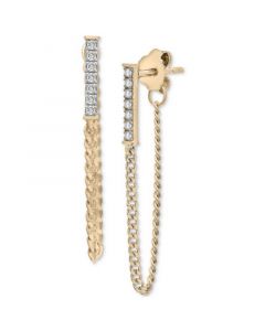 Diamond Bar Front to Back Chain Drop Earrings (1/6 ct. t.w.) in 14k Gold-Plated Sterling Silver, Created for Macy's