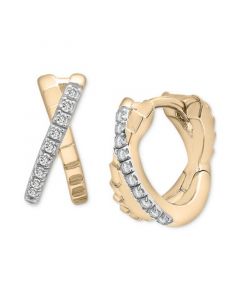 Diamond Crossover Small Hoop Earrings (1/10 ct. t.w.) in 14k Gold-Plated Sterling Silver, Created for Macy's