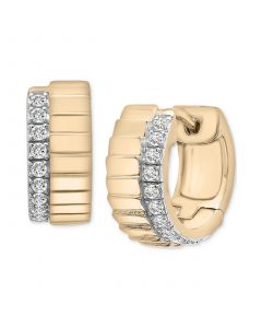 Diamond Edge Small Huggie Hoop Earrings (1/6 ct. t.w.) in 14k Gold-Plated Sterling Silver, Created for Macy's