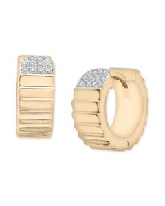 Diamond Cluster Textured Small Huggie Hoop Earrings (1/10 ct. t.w.) in 14k Gold-Plated Sterling Silver, Created for Macy's