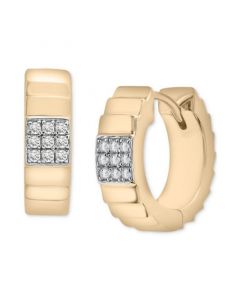 Diamond Textured Small Huggie Hoop Earrings (1/10 ct. t.w.) in 14k Gold-Plated Sterling Silver, Created for Macy's