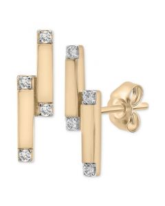 Diamond Double Bar Stud Earrings (1/10 ct. t.w.) in 14k Gold-Plated Sterling Silver, Created for Macy's