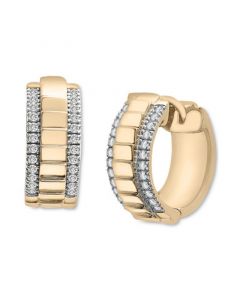 Diamond Textured Small Hoop Earrings (1/4 ct. t.w.) in 14k Gold-Plated Sterling Silver, Created for Macy's